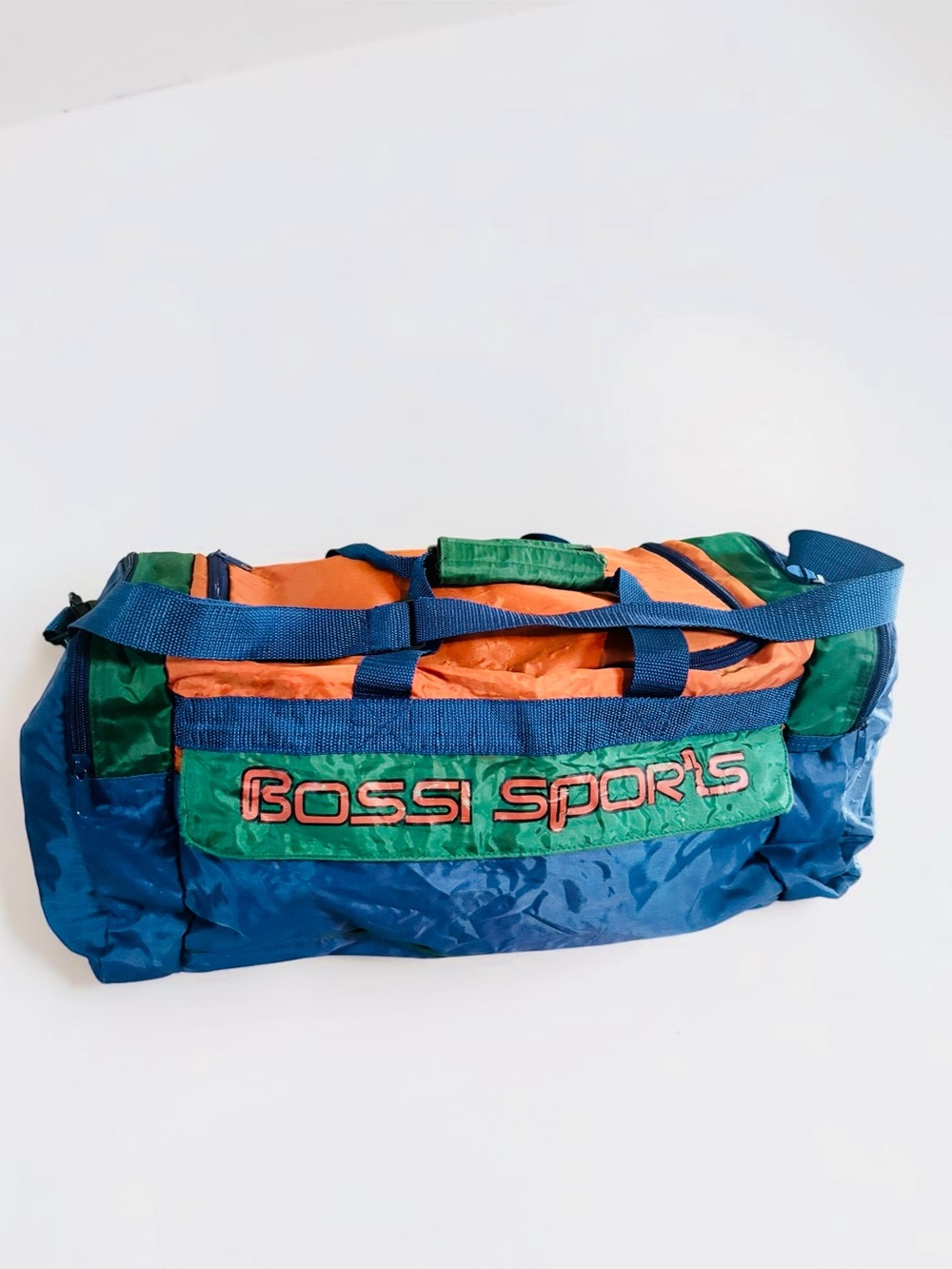 Vintage 90s Bossi Sports Colorblock Duffle Bag Retro Gym Travel Carry On